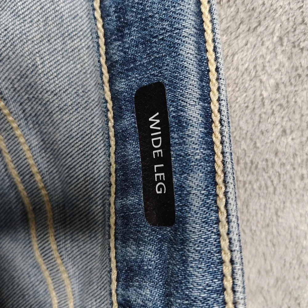 Judy Blue Jeans Womens 29 Blue Wide Leg Cropped Button Fly Medium‎ Stretch Denim - Picture 14 of 16